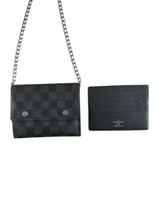 Pre-owned Louis Vuitton Leather Small Leather Goods Graphite Wallet with Card Holder