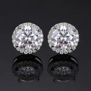 Jewelry High Quality Earrings Synthetic Moissanite Classic Rock Candy Magnetic Ear Studs 50 Points 1 Karat 2 Karat ''Ear Accessories