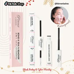 feinner Diy Lashes Bond and Seal and Glue Remover 3 IN 1 No Irritation Latex Free Long Last Waterproof Eyelash Extensions Cosmetic Mascara Removal Makeup