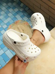 Women's Summer Plain Color Slippers, Casual Soft Comfortable Heightening Slippers, Non-slip Clogs for Indoor & Outdoor Wear, Walking Shoes