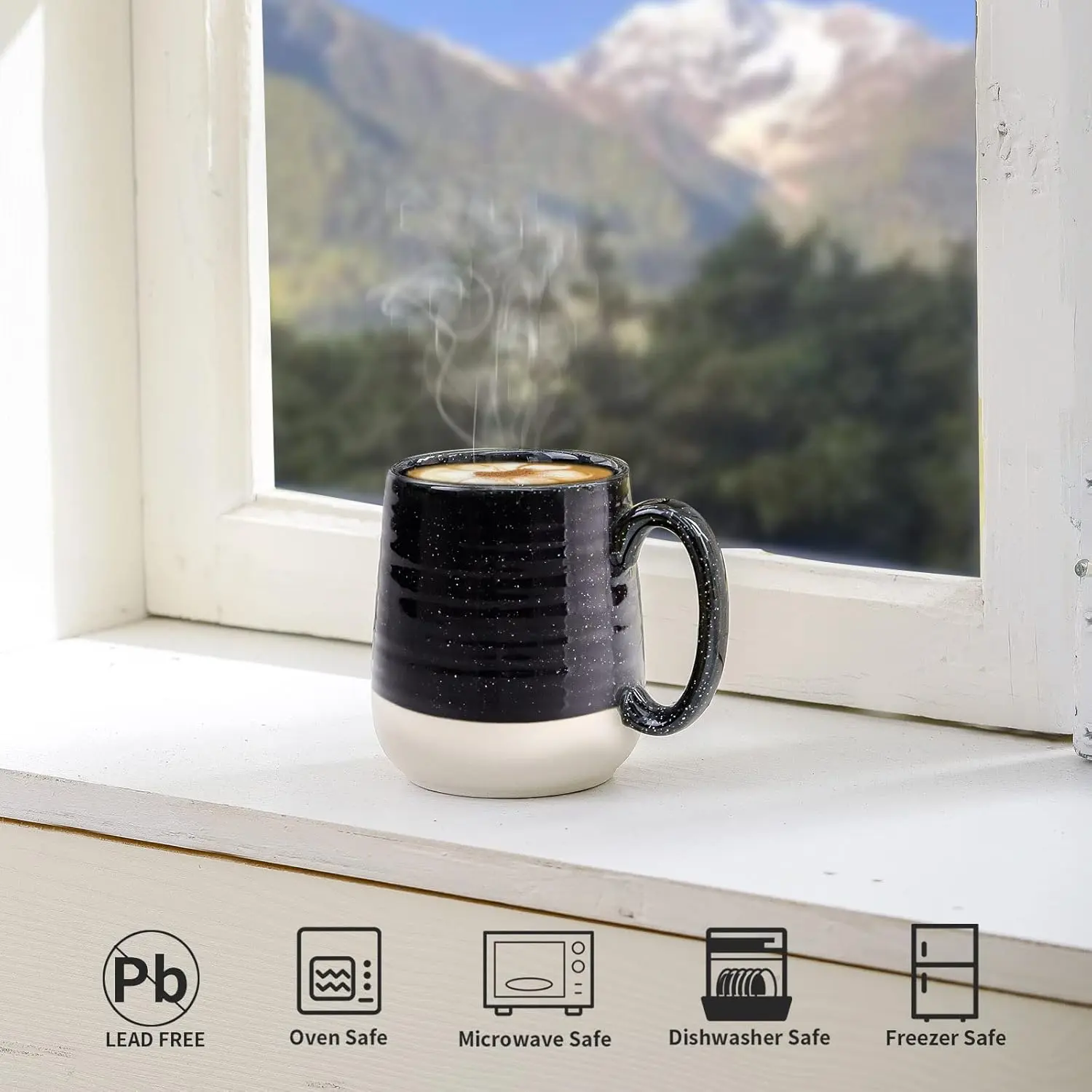 Large Coffee Mug, 20 oz Ceramic Coffee Cup with Comfortable Handle for  Office and Home, Ideal for Coffee Latte, Dishwasher Microwave Safe, 1  count(Black) - TikTok Shop