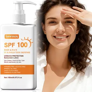 lanemay High-Protection Sunscreen 150ml | SPF 100 UV Hybrid (Physical & Chemical) Protection, Niacinamide for Brightening + Aloe Vera for Soothing | Fragrance-Free, Mineral Oil-Free, Non-Pore-Clogging—An Essential for Outdoors & Daily Commutes