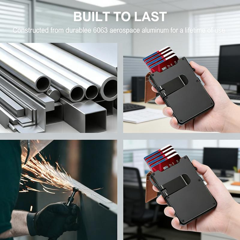 Minimalist Men’s Slim Wallet: 9-13 Cards, Money Clip, ID Window. RFID-Blocking, Aluminum Bifold Pop - Up(AirTag Not Included)Business Multi-Card Slot Wallet Casual Trendy Wallet for Work & Daily Use, Birthday Gift for Son, Thanksgiving Gifts, Holiday Gift