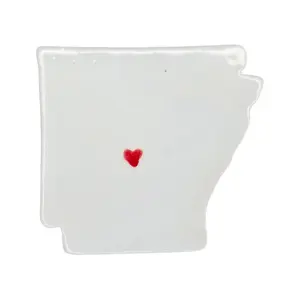 Personalized Arkansas Ceramic Magnet for Fridge - Custom Red Heart Design Souvenir