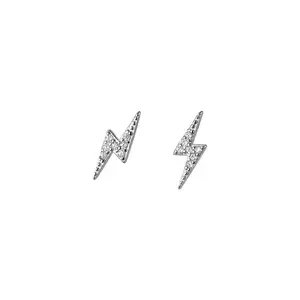 Silver Lightning Bolt Studs