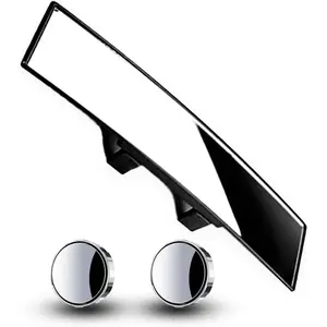 (3 PCS)  Rear View Mirror and Blind Spot Side Mirror Set, 12'' Universal Panoramic  Accessories, Easy Clip-On Installation for , , and SUVs