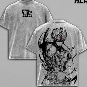 Wash Tee Jin Enjoji, Fire Force Anime Shirt, Acid Washed Heavy Cotton, Double Printed Oversize Tee, Unisex Casual Streetwear, Vintage Anime Style, Gift For Anime Fan LQJ