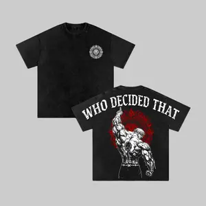 Escanor Seven Deadly Sins Tee Washed – Who Decided That? Vintage Washed Oversized Heavyweight Cotton Anime Graphic Tee, Unisex Animecore Streetwear Gift for Escanor & Anime Fans