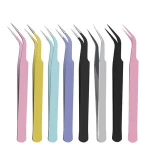 Megalook 1 Pcs/Set Pliers Straight and Curved Volume Lash Tweezers for Extensions, Crafting, Girls Women Beginners