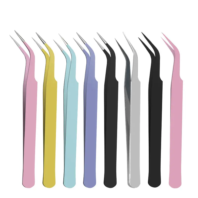 (Do Not Order Separately)Megalook 1 Pcs/Set Pliers Straight and Curved Volume Lash Tweezers for Extensions, Crafting, Girls Women Beginners