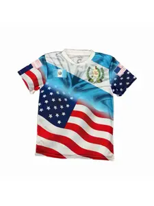 Guatemala & USA Flag 3D Printed T-Shirt Gray White Unisex Polyester Patriotic Fan Graphic Tee
