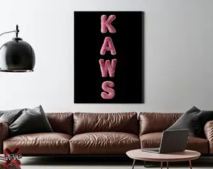 Pink Kaws Printable Wall Art, Hypebeast Decor, Minimalist Kaws Word Print, Trendy Artwork, Pink and Black Kaws Poster , No Frame