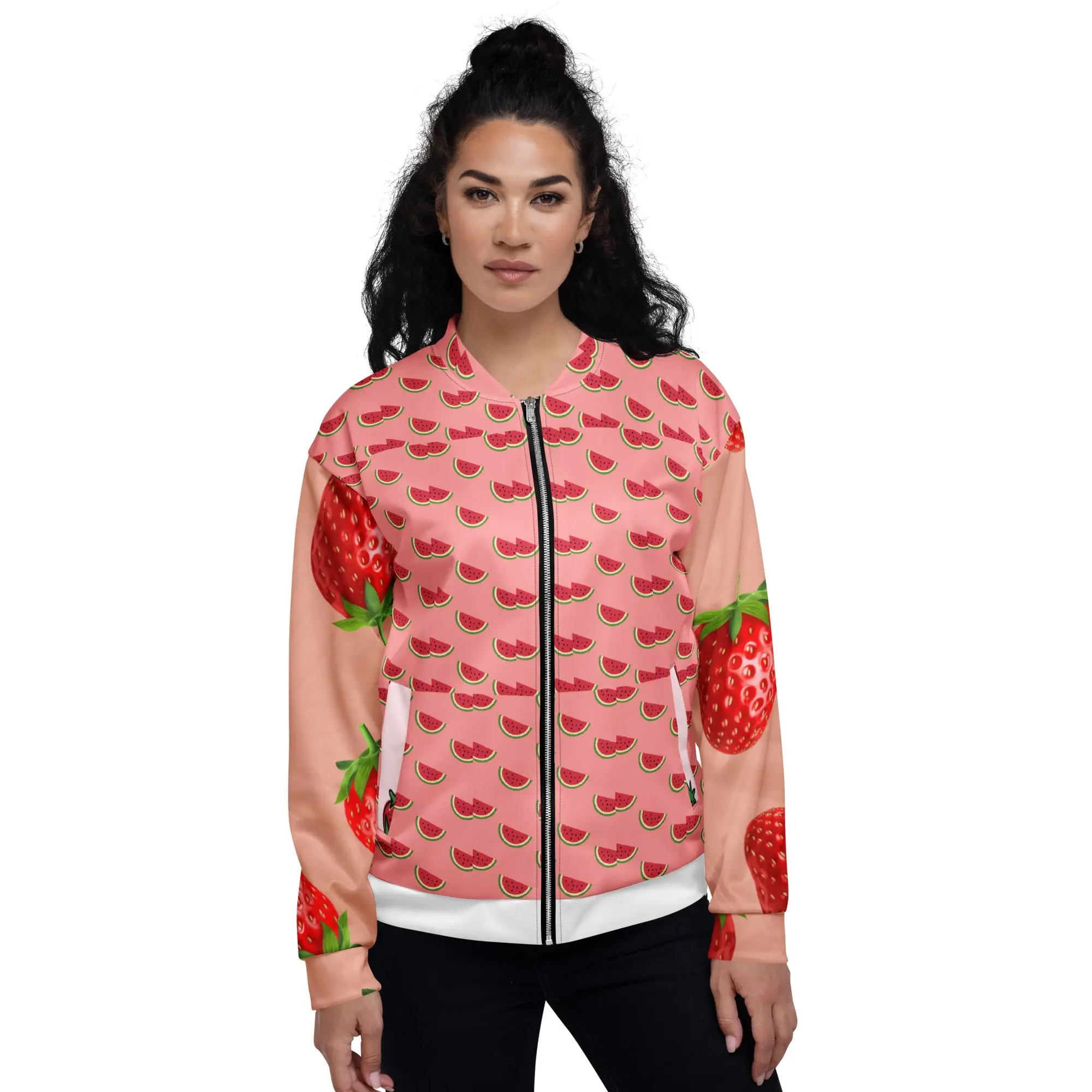 Unisex Bomber Jacket strawberry Watermelon