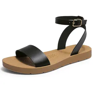 DREAM PAIRS Women's Elastic Lightweight Open-Toe Slingback Sandals - Ankle Strap Buckle Flats, Women Sandals for Summer Walking Shoes