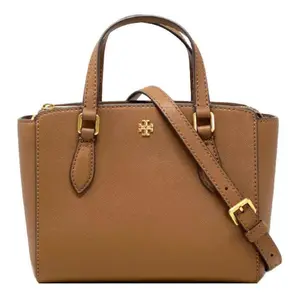Tory Burch Emerson Small Leather Tote Bag for Women in Caramel Brown