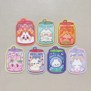 Funny Juice Keychains and Stickers - Volume 2 Acrylic Cute Double-Sided Printing Silly Juice Keychains & Waterproof Stickers