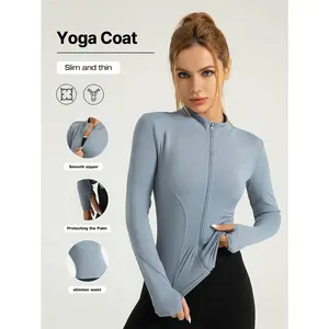 Women's Sportswear Ultra-Thin Fitness Jacket Full Zipper Design European Size Suitable for Running Gym Yoga