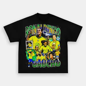 Ronaldinho Gaucho T-Shirt, Ronaldinho Vintage Graphic Tees, Unisex Soccer Shirt, Sport Merch, Gift For Fan, Cotton Comfort Menswear Womenswear Streetwear