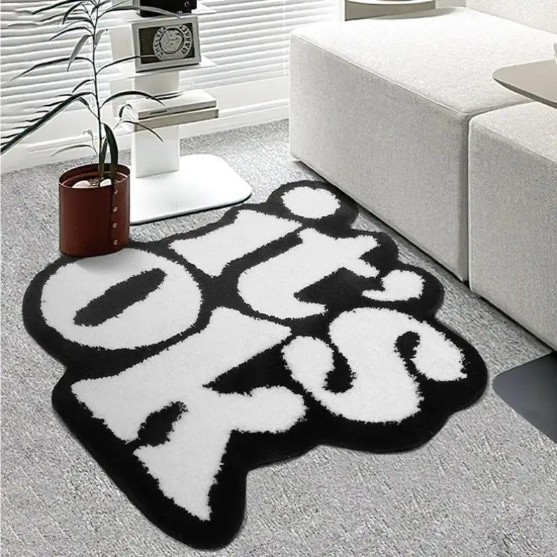 Christmas Letter Pattern Non-slip Room Decor Plush Rug, 1 Count Creative Design Home Decor Carpet, Bedroom Decor, Rusg for Living Room, Multi-purpose