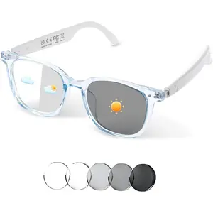 Glasses for Women Men,  Audio Glasses with Color-Changing Lenses, Open Ear Sound Speakers,  , Voice Assistant, /Calls, Blue Light Glasses for Working Travel (Blue)