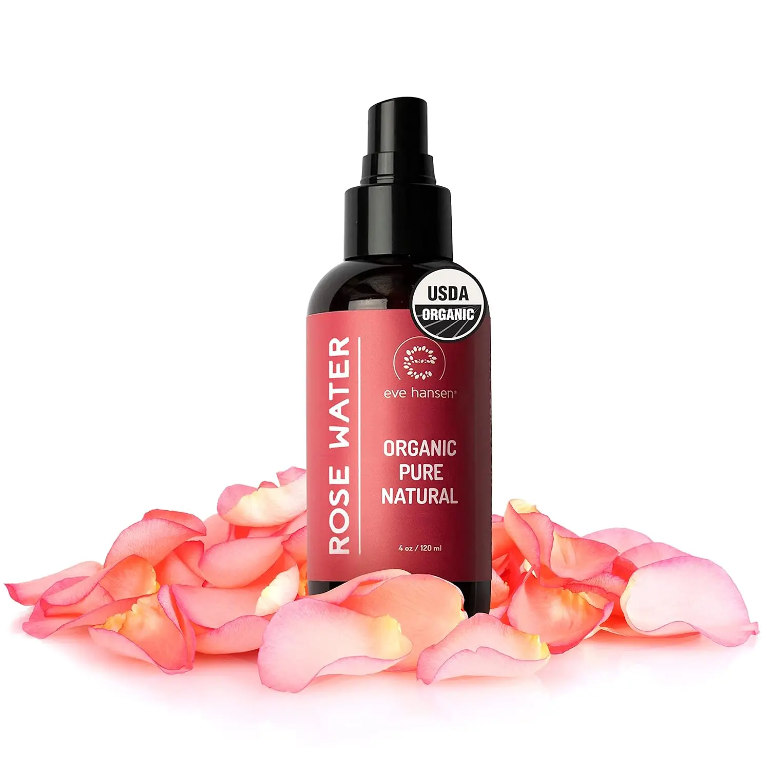 Eve Hansen Organic Rose Water Spray Skincare Face Mist – Hydrate Moisturizer | Gentle, Mild Toner for Pore Care, Moisturizing & Rejuvenating Hydrating Mist with Moisture Boost