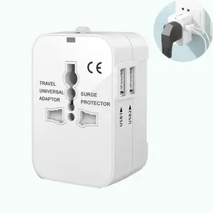 International Travel Plug Adapter, Multifunctional Travel Plug Adapter with 2 USB Ports, Surge Protector Outlet, Outlet Splitter Expander, Universal Converter for International Travel