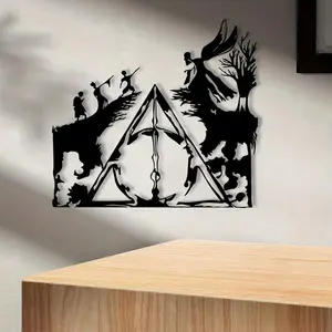 Vintage Magic School Metal Artistic Home Wall Art, Witch Broom Spellbook Design, Perfect for Living Room Decor, Halloween Gift Idea, Durable Iron Sculpture, Decoration, Magical