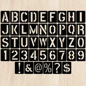 42-Piece PP Plastic Ruler Set, DIY Hollow Number Letter Symbol Templates, Spray Paint Wall & Furniture Decor Tools