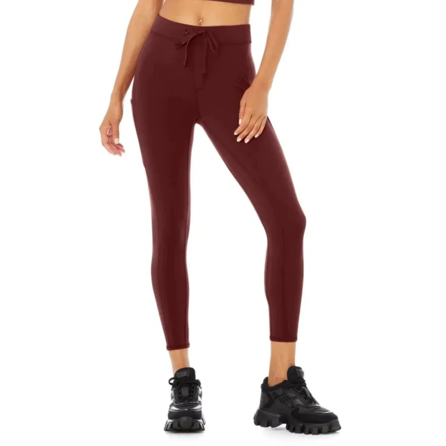 Alo Yoga 78 High waist Checkpoint Drawstring Waist Leggings in Cranberry | Women's