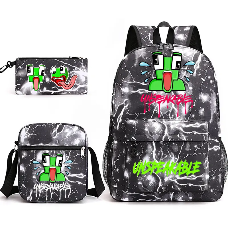 Galaxy Cartoon Frog Graphic 3-Piece School Backpack Set - Rucksack with Matching Crossbody Bag, Pencil Case, Spacious Storage for Students, Commute