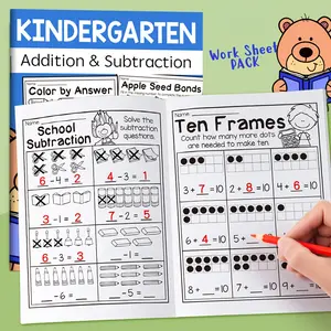 New Coloring + Arithmetic Addition and Subtraction Practice Workbook, Daily Practice, Colorful Arithmetic Questions Covering the Range of 10 and Below, Enhance Skills, Back-to-School Supplies and Holiday Gift, Educational Practice Book, Learning Materials