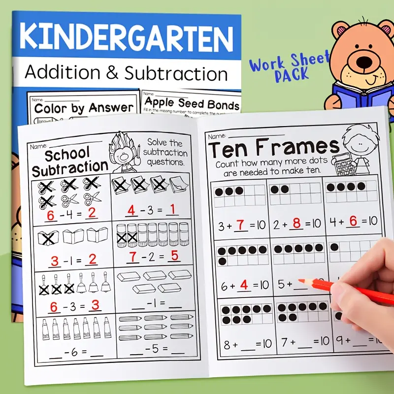 Coloring + Arithmetic Addition and Subtraction Practice Workbook, Daily Practice, Colorful Arithmetic Questions 10 and Below, Enhance Skills, Back-to-School Supplies and Holiday Gifts, Learning Materials, Educational Book