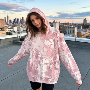 High-Quality Unisex Hooded Sweatshirt, Camouflage Jungle Maple Leaf And Branch Print Loose Hoodie, Women's Casual Street Style Warm Pullover