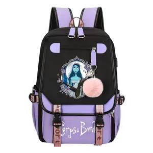 Corpse Bride Trendy Youth Laptop Backpack – Large-Capacity Travel & School Bag for Commuting, Camping & Daily Use, Durable Stylish Design, Perfect Gift for Boys & Girls 11.4” × 18.1”