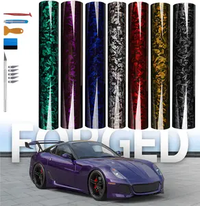 1ft x 5ft Forged Carbon Fiber Vinyl Wrap, High Gloss Car Wrap Vinyl Film With Bubble Free Air Release Technology DIY Auto Decoration Sticker With Tools
