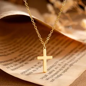 Chic Dainty Cross Necklace - Vintage Texture Thin Chain Choker - Perfect Accessory for Various Mature Styles & Outfits; Niche Designer Pendant for Date Night & Commute - V03