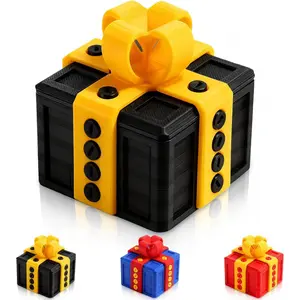 Prank Gift Box - 3.14in, 3D Printed Box with Screws, Surprise Funny Money Puzzle Box, Novelty Gift Boxes for Presents for Birthday, Valentines Day Gifts Party Favors Festival (Black Gold)