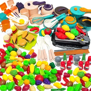 Kitchen Toy Accessories, Play Kitchen Accessories, Pretend Cooking Game Set, Including Pots, Pans, Utensils, Game Food Set, Toy Vegetables, Educational Toys for Girls and Boys