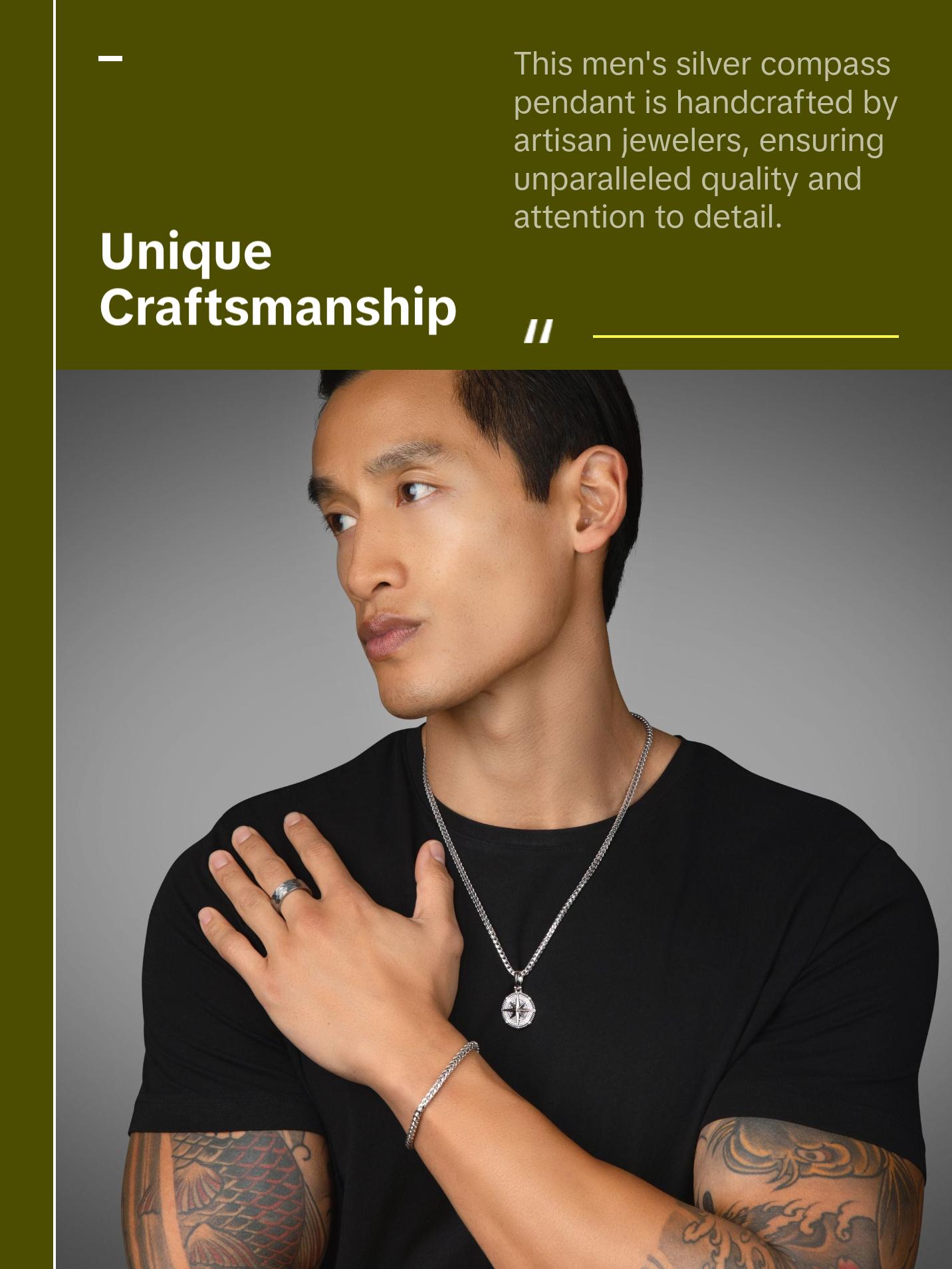 Voyager, Silver Compass Pendant