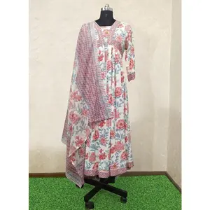 Festival Wear Pink Embroidery Work Cotton Readymade Salwar Suit