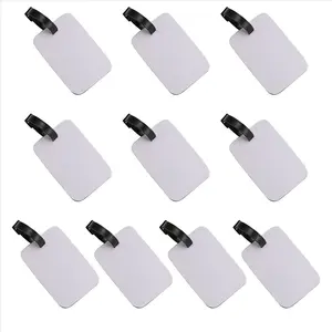 10PCS Sublimation Blank Luggage Tags White Blank Travel Bag Baggage Tags with Strap Double Sided Suitcase Label Tag