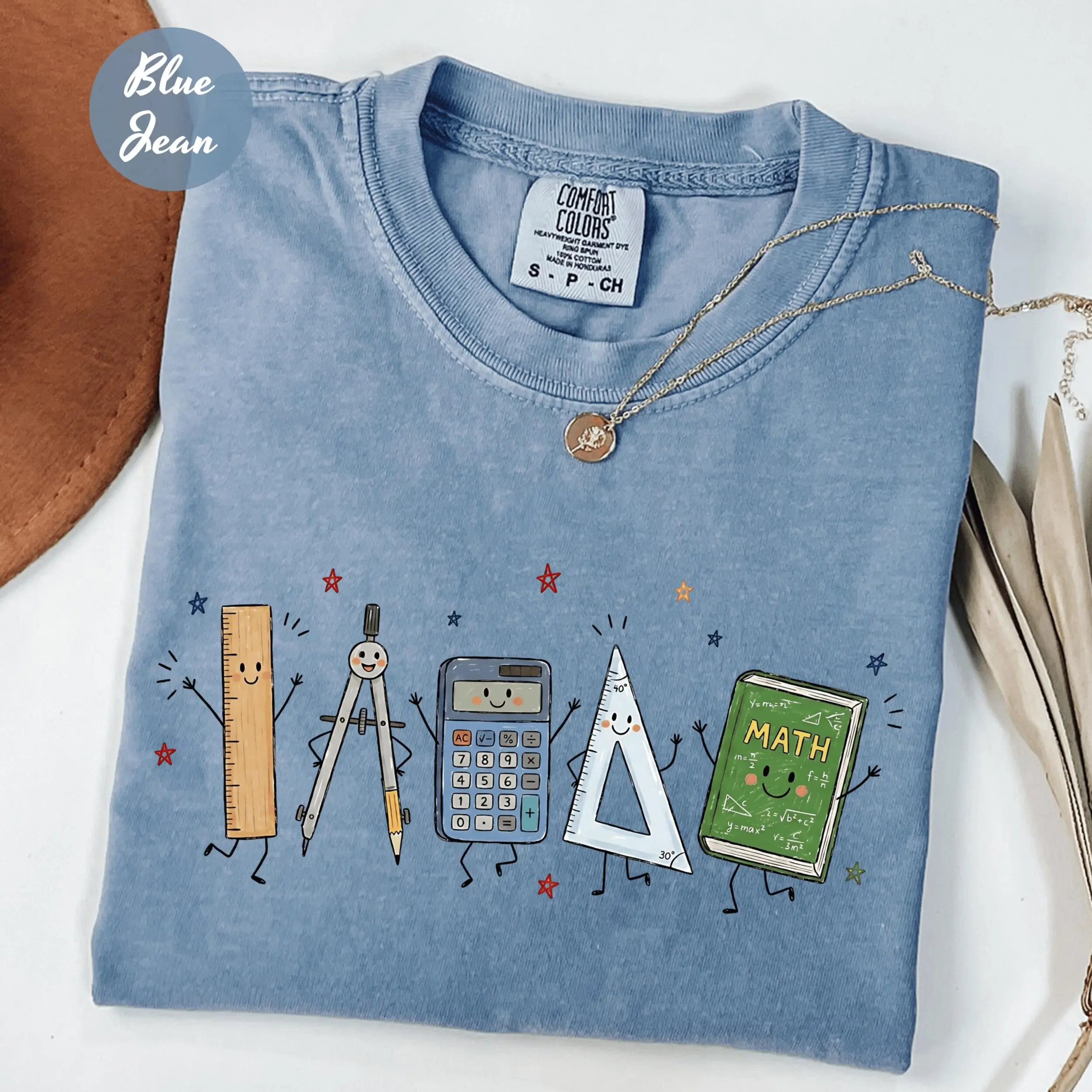 Comfort Colors Funny Math Teacher Doodle Characters Geometry Y2k Graphic Tee, Middle School Math Teacher Class Back to School Unisex T-Shirt - Perfect Gift for Fans
