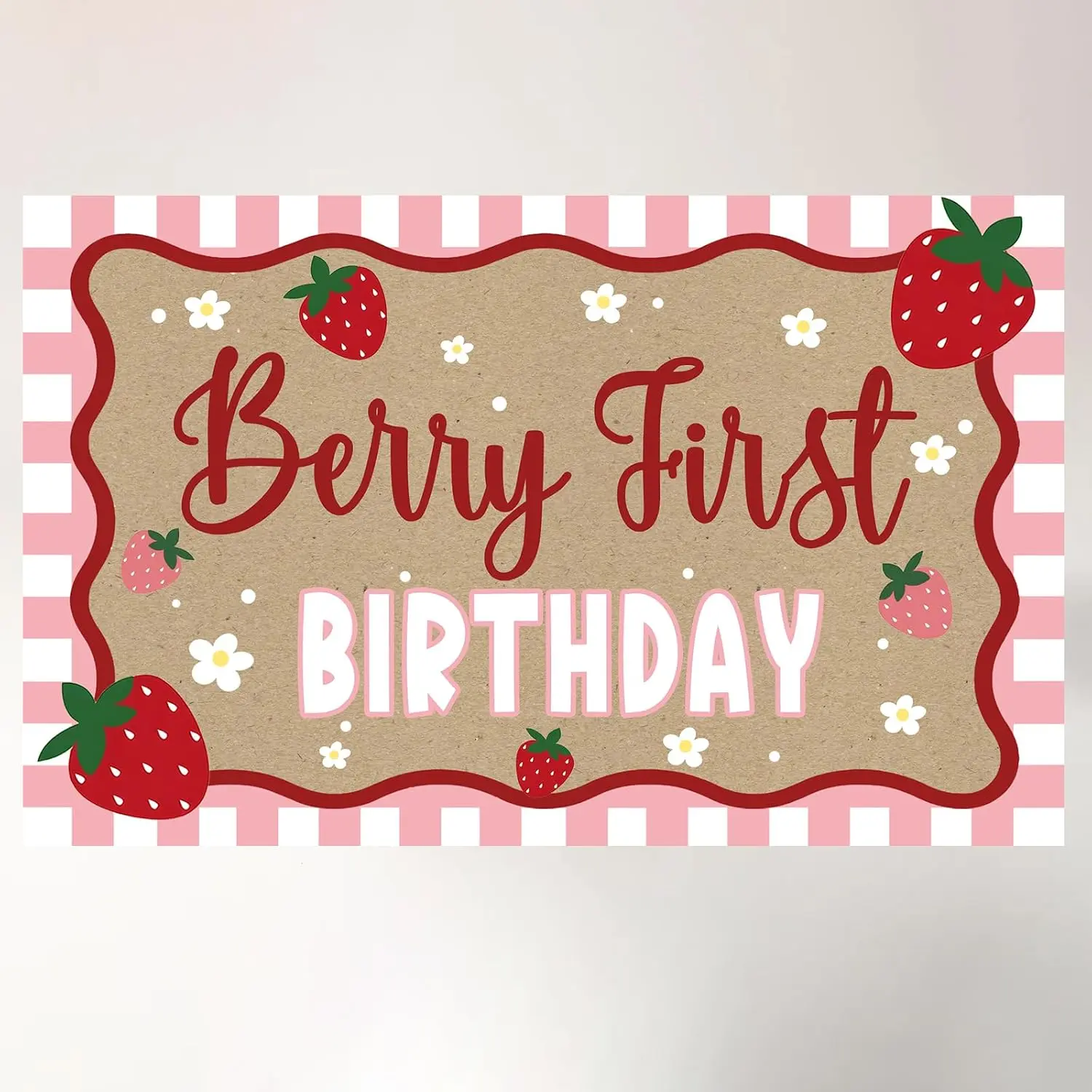 Strawberry Banner for Berry First Birthday Decor Strawberry Birthday Decorations for Girls Sweet Berry Backdrop Generic