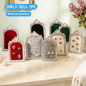 European Classical Pattern Arch Trim Jewelry Display Stand, Resin Hand-Painted Desktop Decor, Ideal for Jewelry Storage and Photography Props
