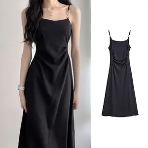 Black strap dress, elegant and slimming, simple and stylish, suitable for various occasions High Waist Back Flare Workout Pants