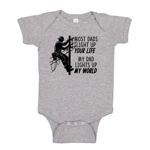 Lineman Baby Bodysuit One Piece or Toddler T-Shirt for Baby Girl or Boy with a Lineman Daddy Made in America Combed Ringspun Cotton Lap Shoulder Neckline