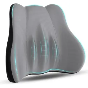 Lumbar Support Pillow, Memory Foam for Lower Back Pain Relief, Back Support Pillow for Office Chair and Car Seat-Gray