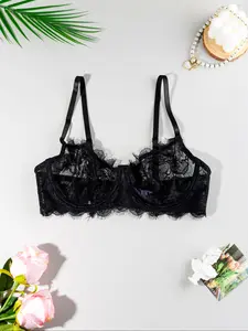 Lace Push-Up Bra, Breathable Comfort, Steel Ring Lift, Underwire Bras, Multiple Sizes Available, Women's Essential Underwear, Casual Style, All Seasons, Underwire Brassiere