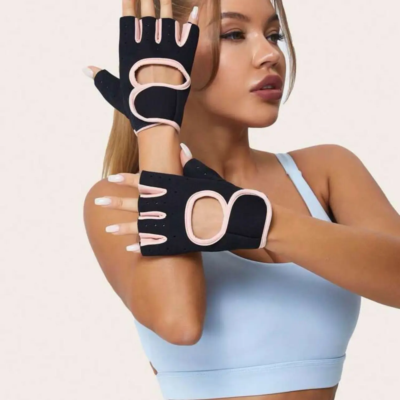 1pair Gym Breathable Sports Fingerless Gloves With Wrist Support, Anti-Slip And Half Finger Design For Weightlifting, Basketball, Dumbbell, Barbell, Cycling Etc.