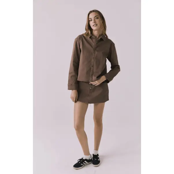 Chaser Sloane Mini Skirt in Cognac Wash